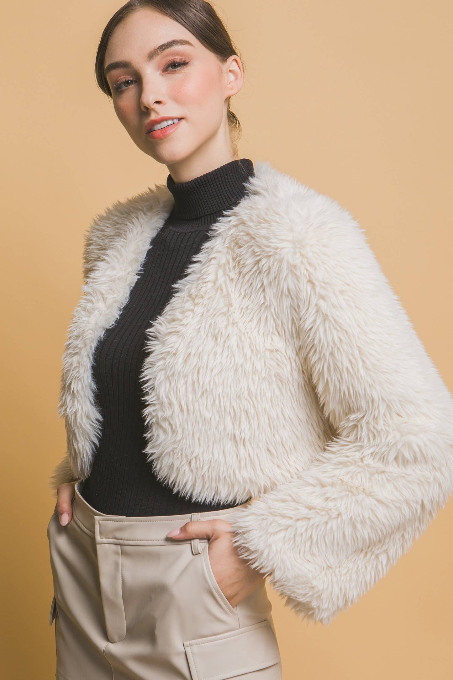 Faux Fur Cropped Bolero Jacket