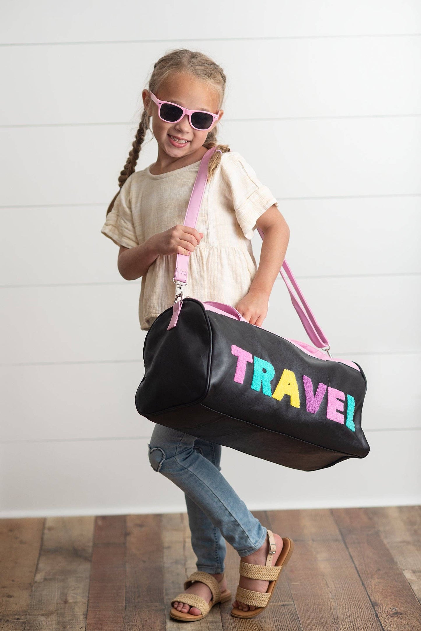 Kids Pink and Black Travel Bag
