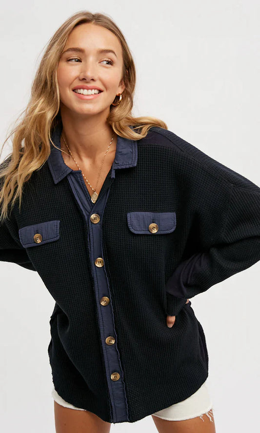 Bluivy Slouchy Waffle Knit Jacket